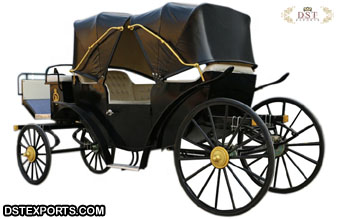 Black Convertible Vis a Vis Horse Carriage