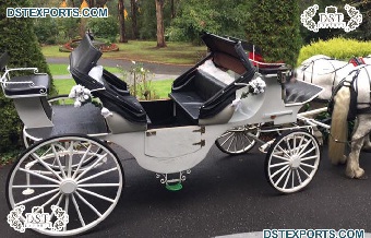 Open Black Barouche Horse Drawn Carriage