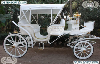 Covered White Vis-a-Vis Horse Drawn Carriage