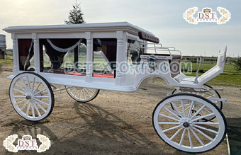 Latest White Horse Drawn Hearse Carriage