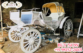 White Two Seater Pony Horse Drawn Carriage