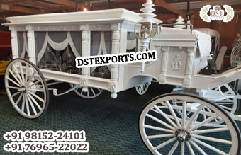 Victorian White Funeral Horse Carriage Manufacture