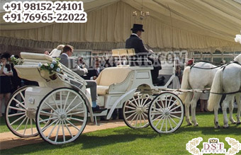 Vintage Style White Vis-A-Vis Wedding Carriage